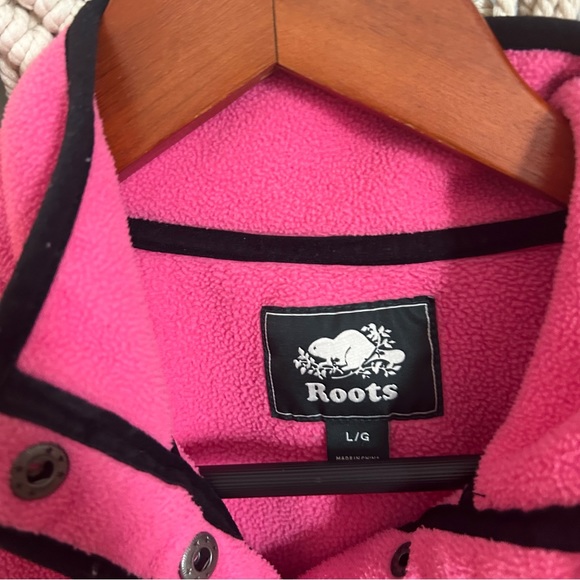 Roots fleece Sherpa Pullover Sweater Snap Pink - Picture 3 of 7